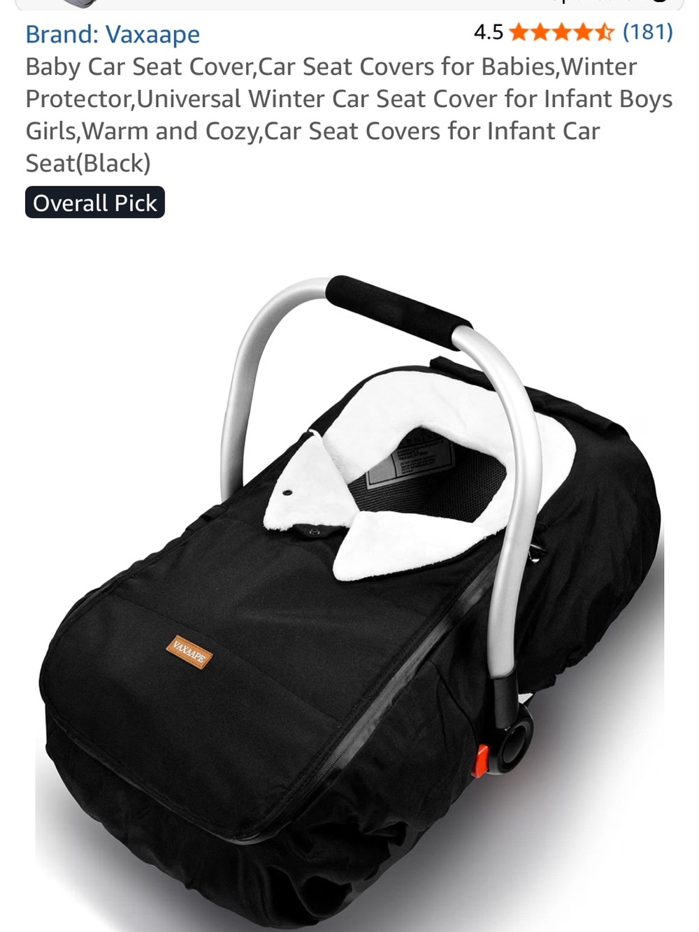 Black Infant Car Seat Cover - Cozy Winter Protector